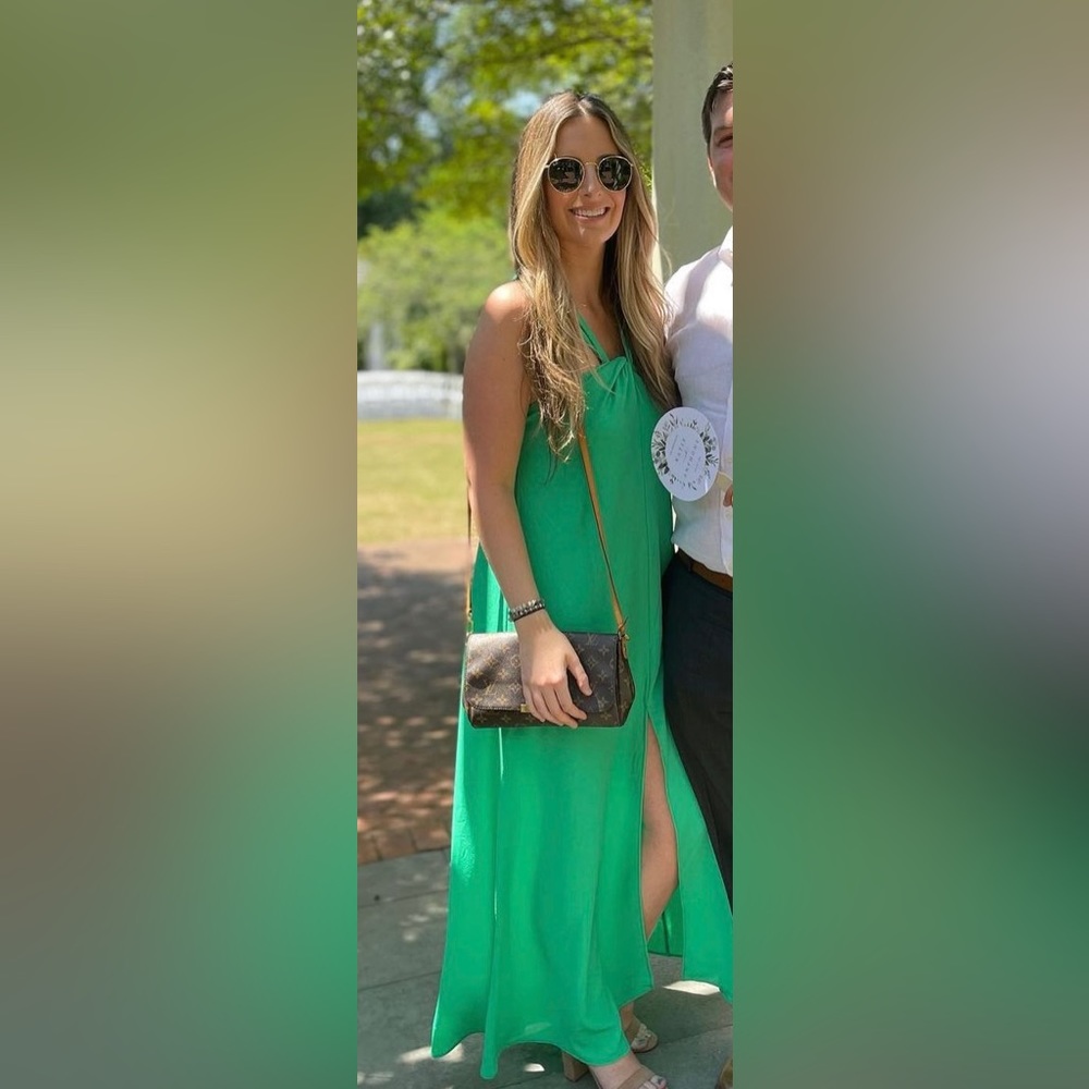 Bright Green wedding guest summer dress. Size small